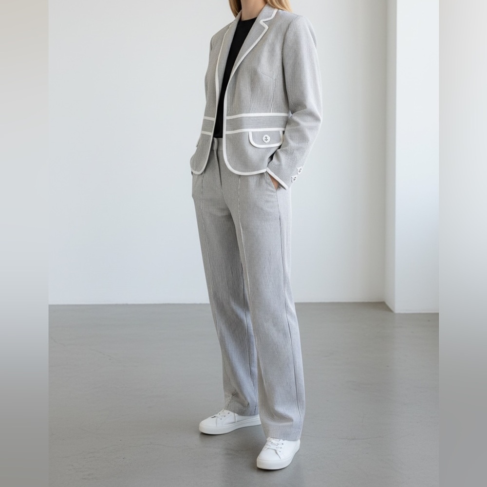 Doncaster Black and White Striped Pantsuit